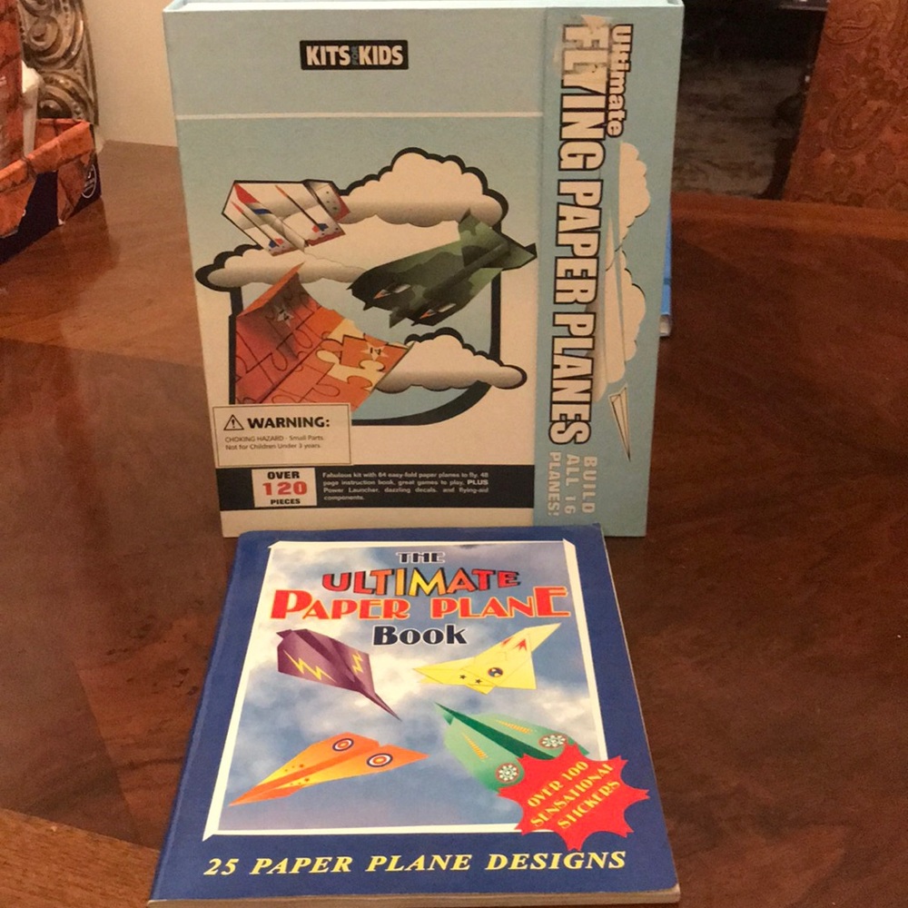 Flying Paper Airplane Kit & Book with Stickers.